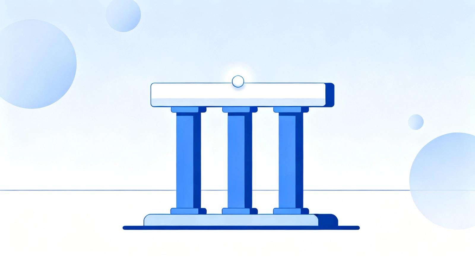 Three equal pillars supporting a platform, illustrating three foundations that make agentic AI work in the enterprise.