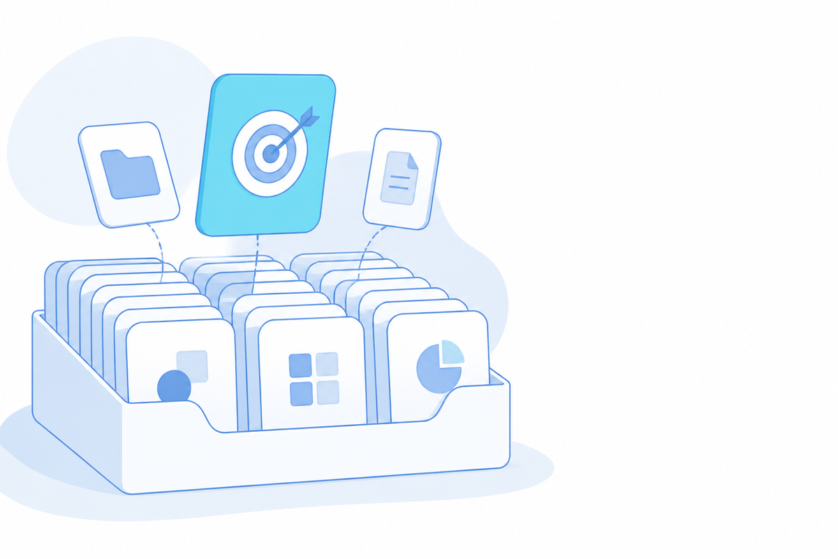 Neat rows of identical cards with a few lifted out, showing a browsable library of shared tools and skills.