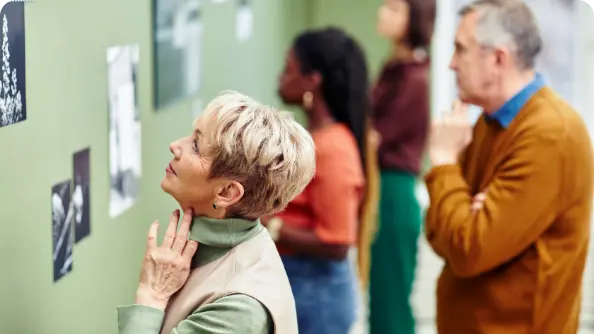 Healthcare professional viewing conference exhibition