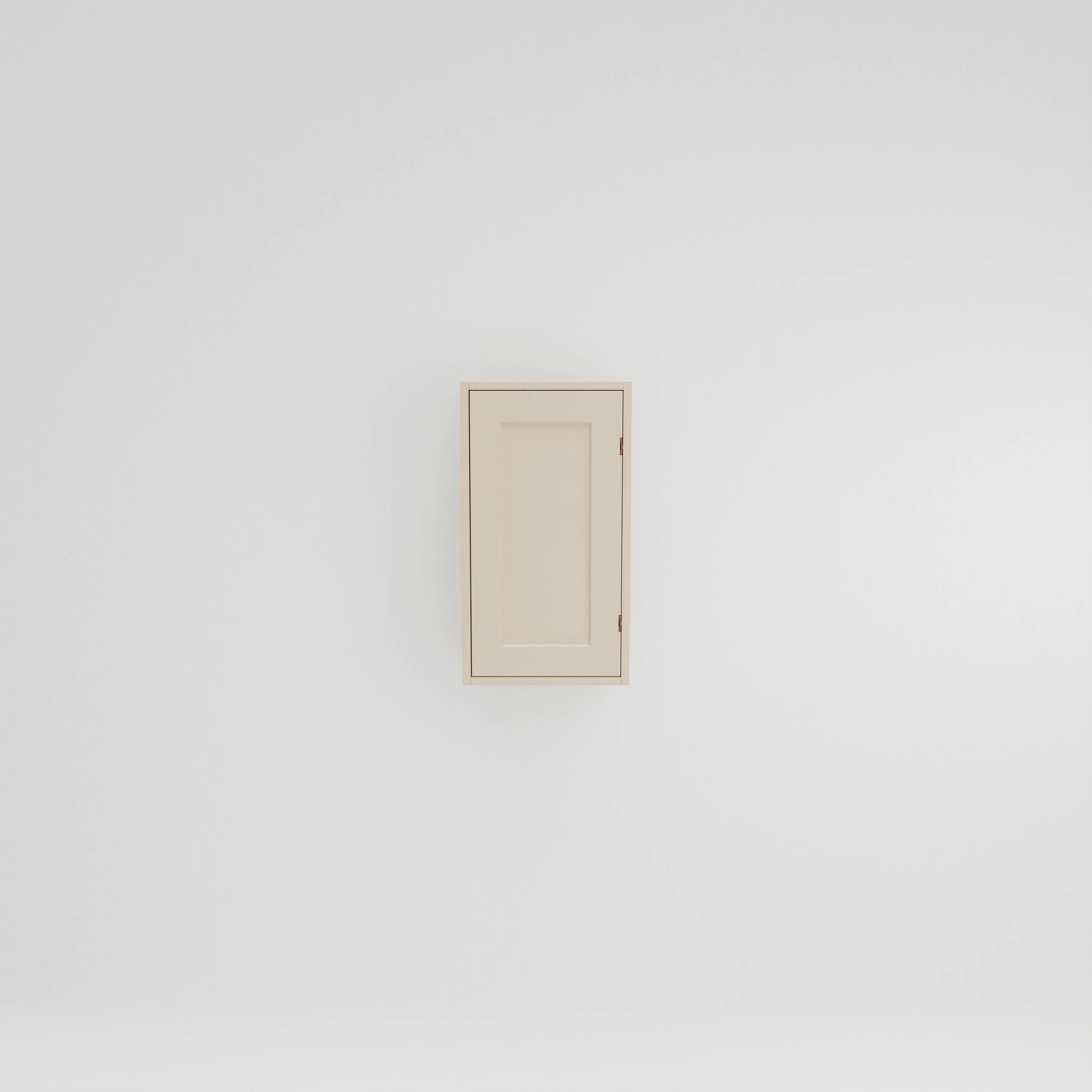 W431: Wall cupboard with two shelves. Exposed hinges. Door hung right.