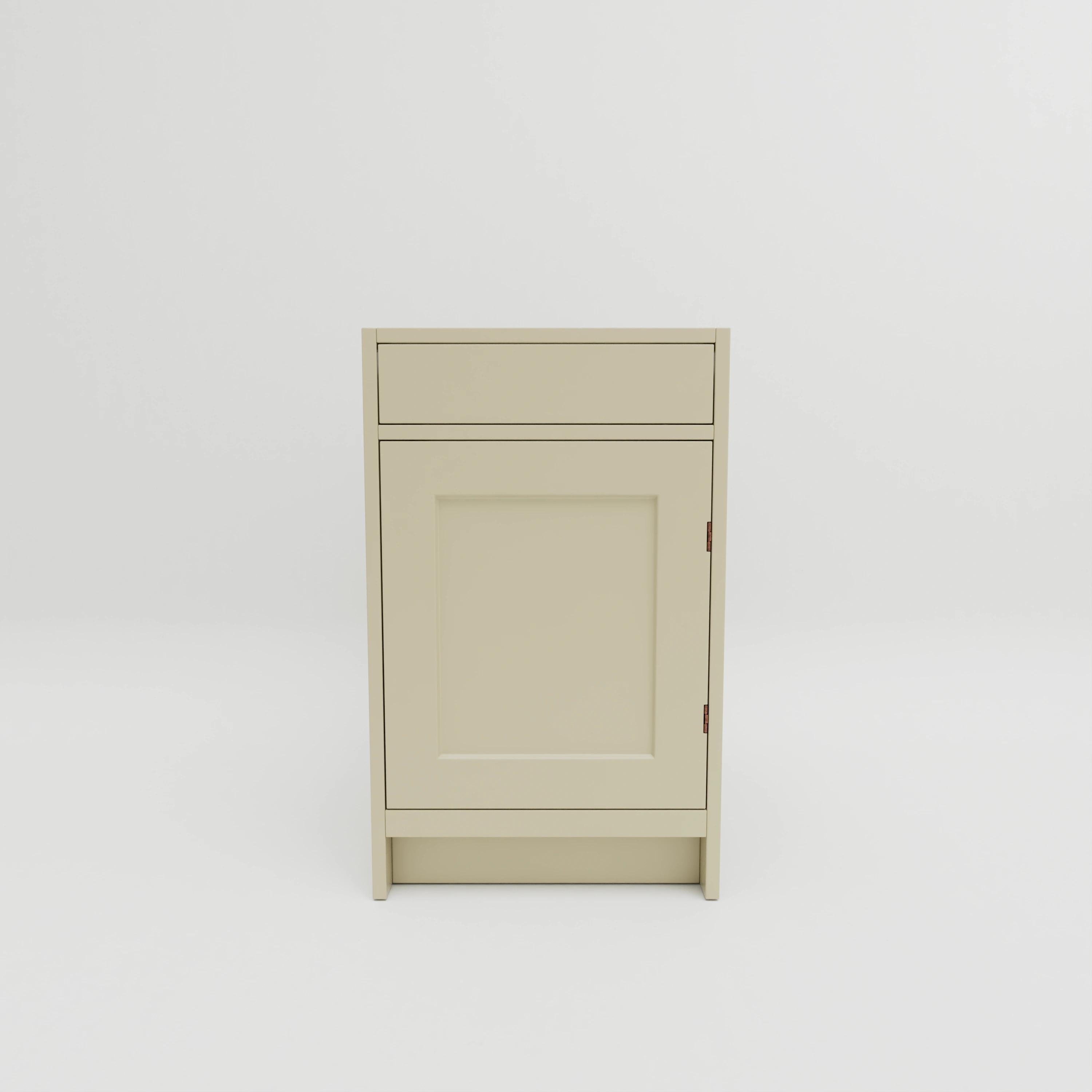 B541: Base cupboard with one drawer and one shelf. Exposed hinges. Door hung right.