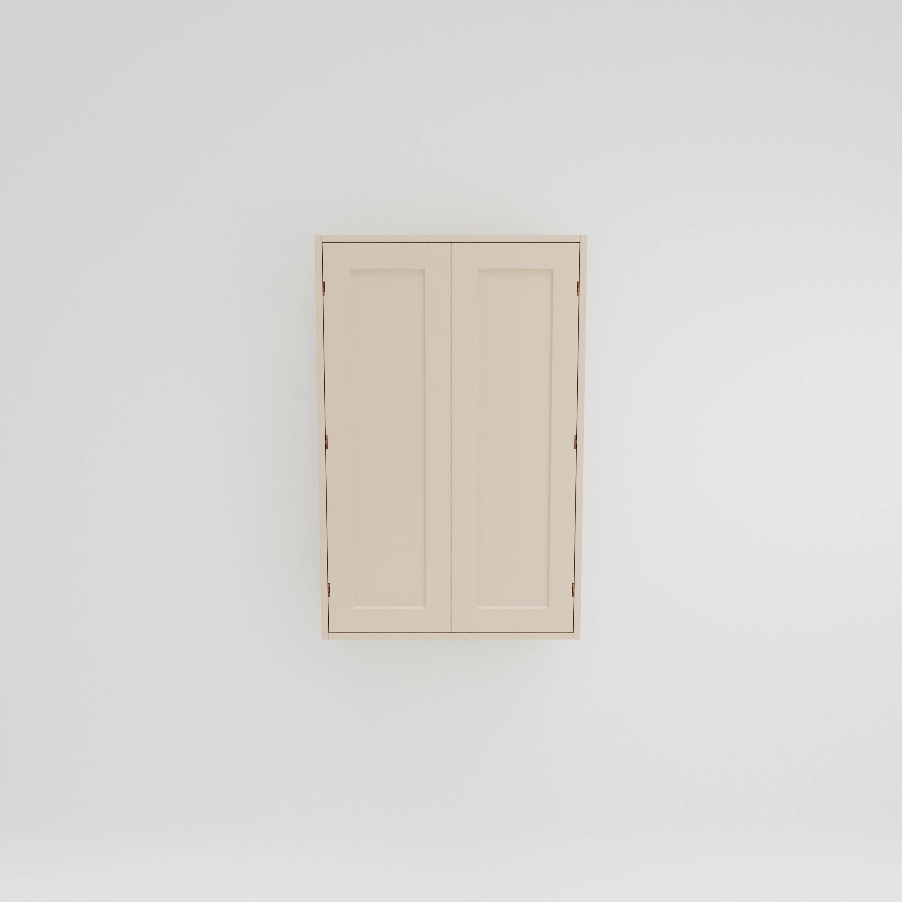 WH833: Tall wall cupboard with four shelves. Double doors, exposed hinges.