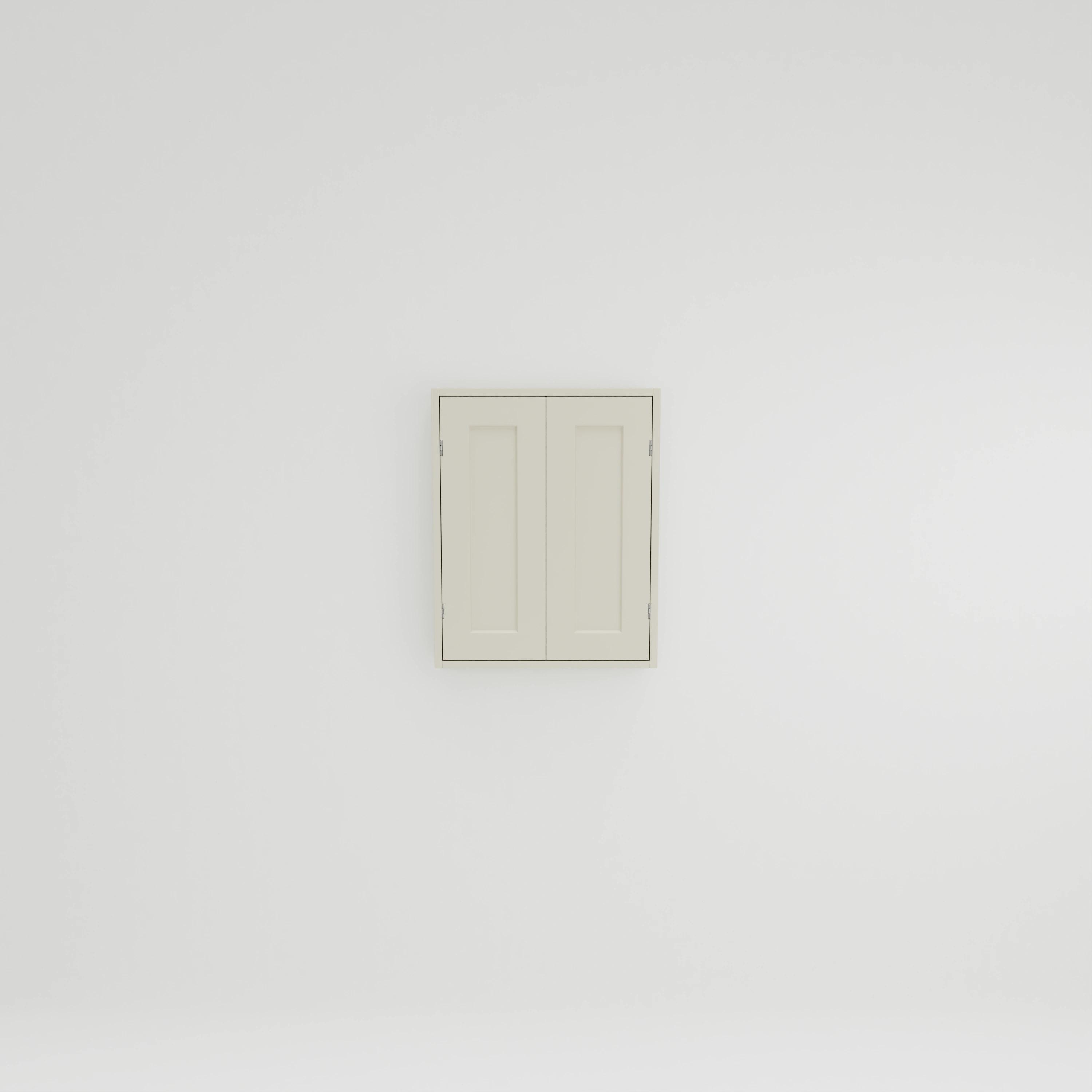 WB633: Wall cupboard for bathroom with two shelves. Exposed hinges. Double doors.