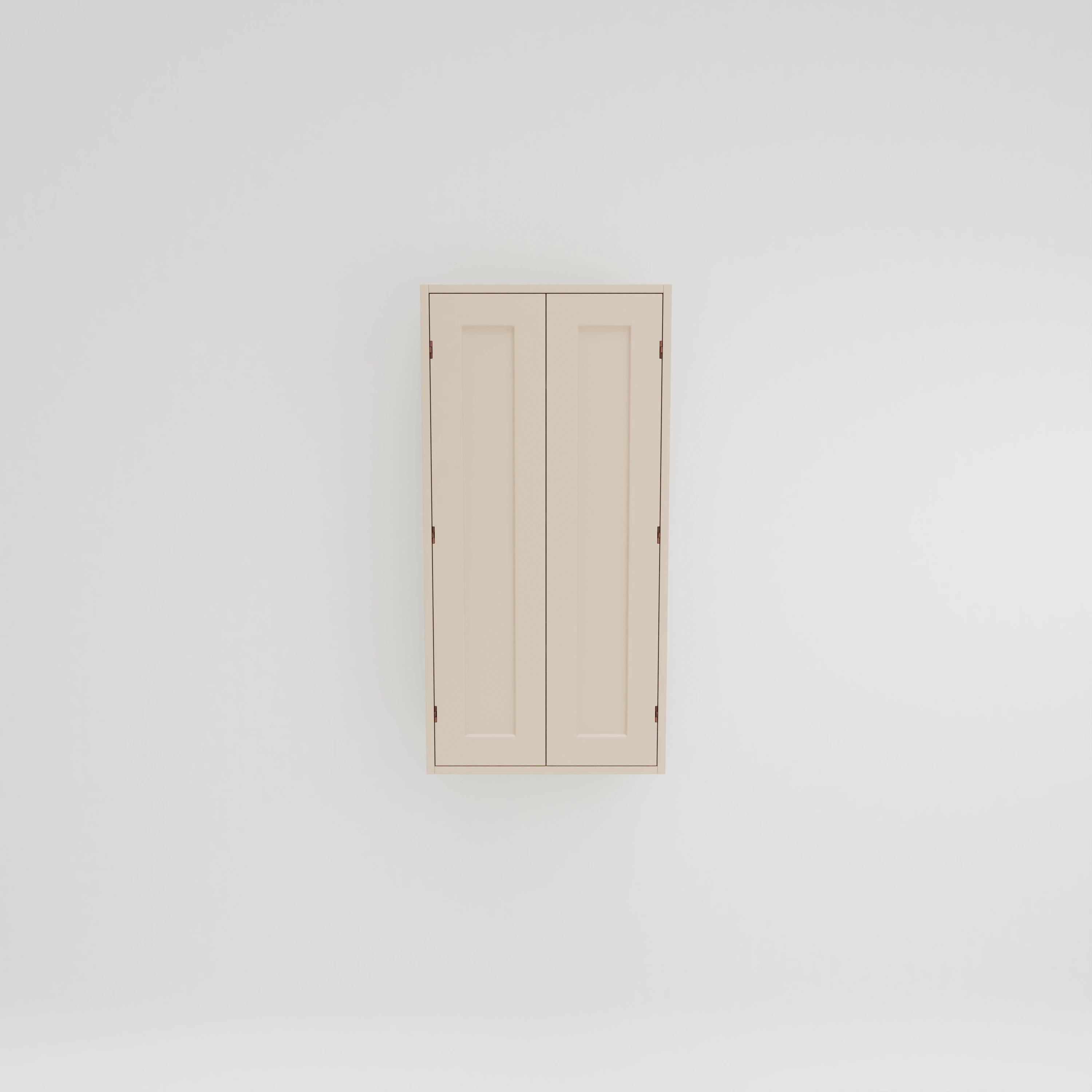 WH633: Tall wall cupboard with four shelves. Double doors, exposed hinges.