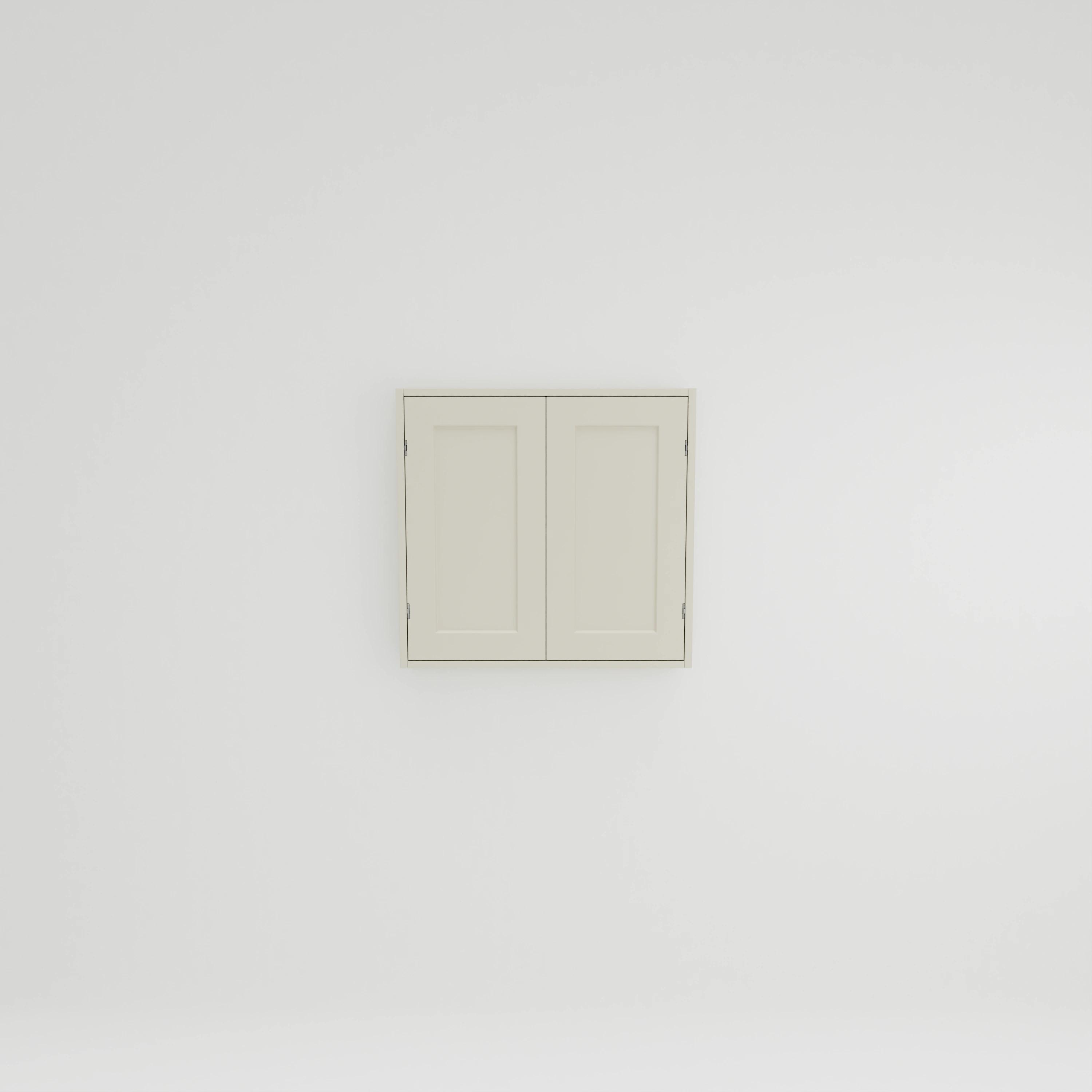 WB833: Wall cupboard for bathroom with two shelves. Exposed hinges. Double doors.