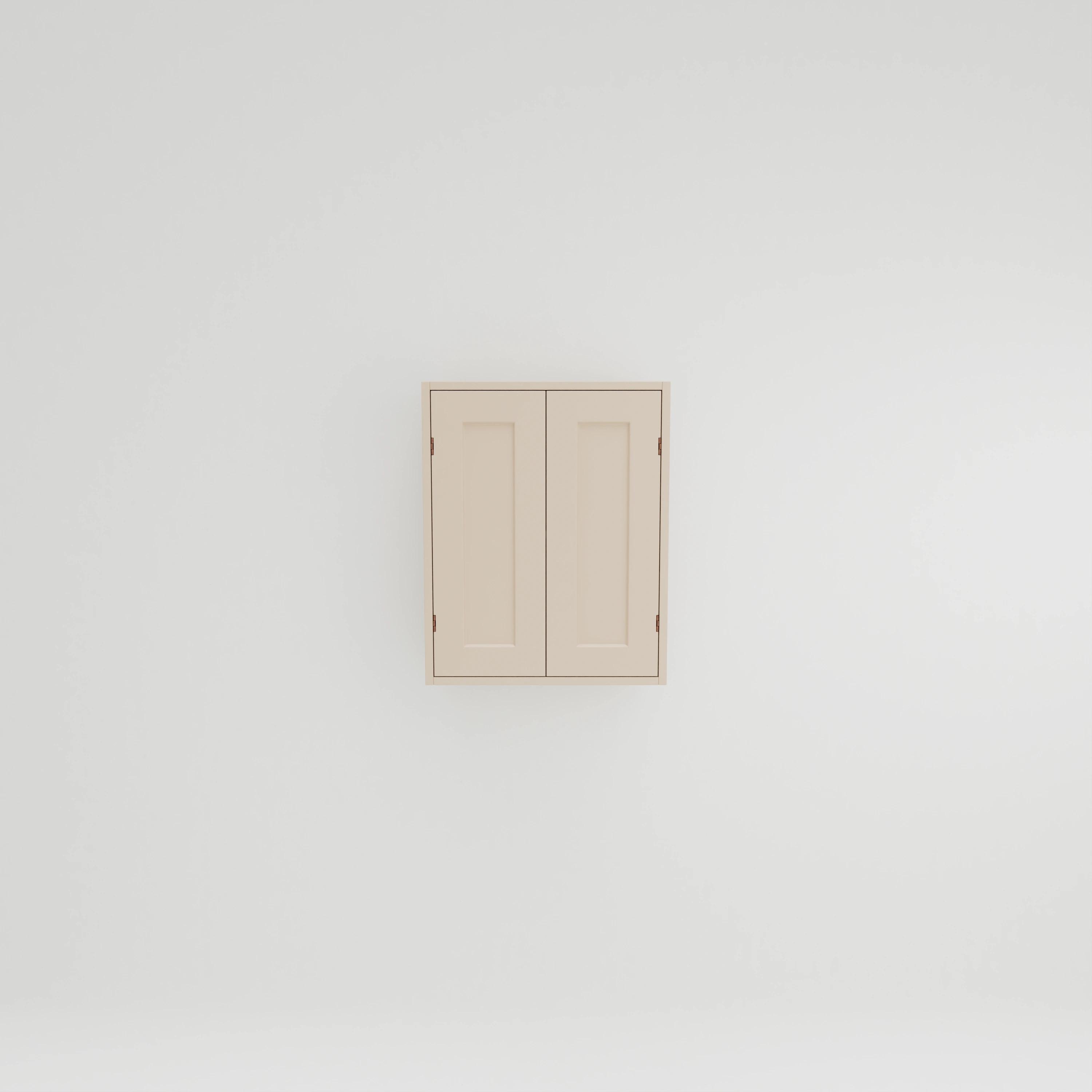 W633: Wall cupboard with two shelves. Double doors, exposed hinges.