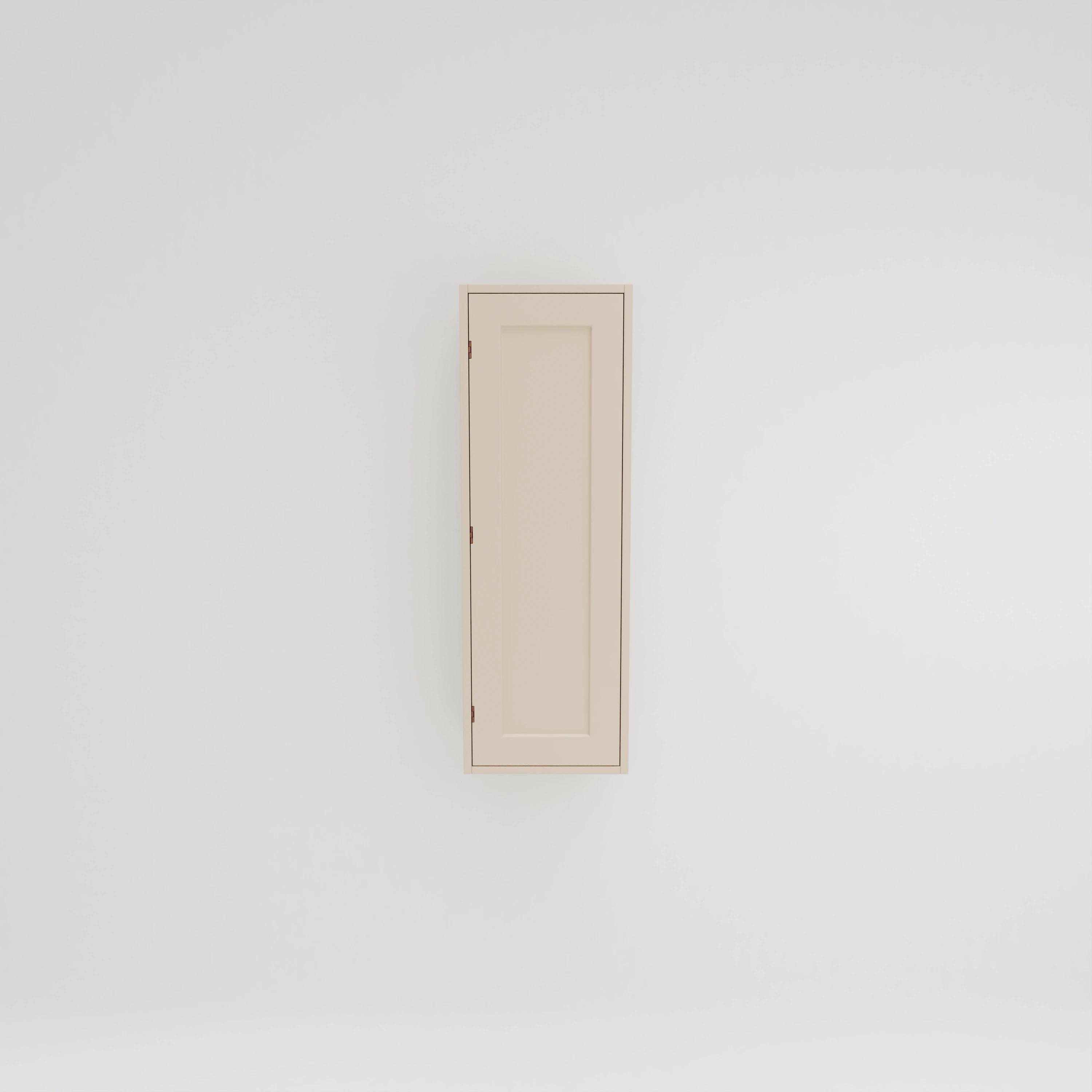 WH432: Tall wall cupboard with four shelves. Exposed hinges. Door hung left.