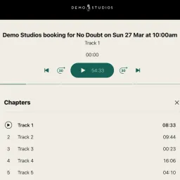 The audio player and playlister in Jammed for customers to listen to their recordings and tracks