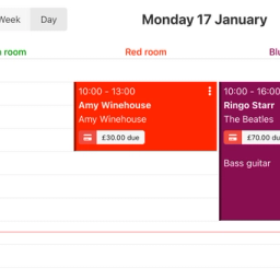 The Jammed dashboard, showing two bookings on a calendar