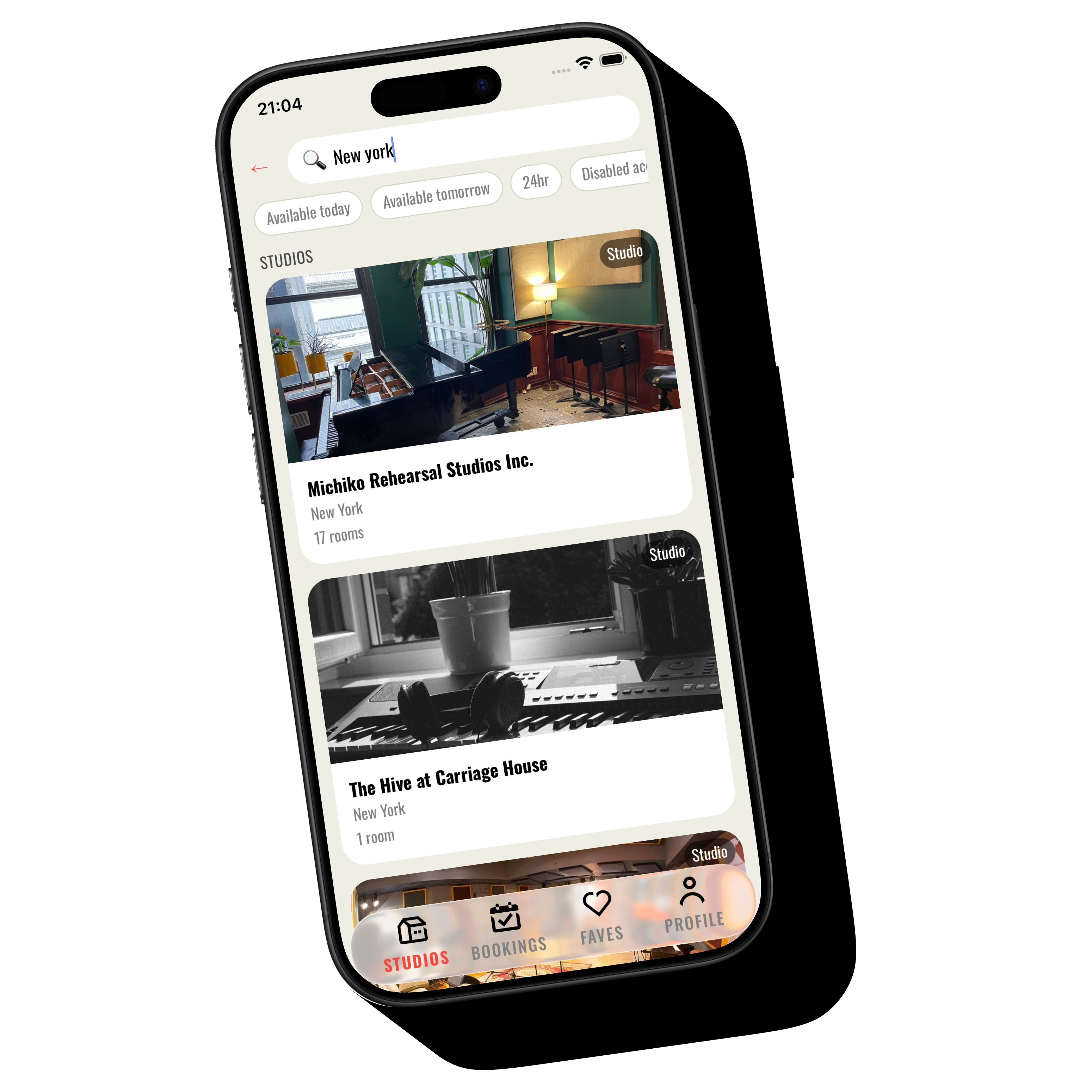 Searching 'New York' in the Jammed phone app