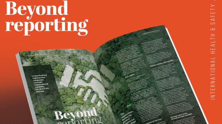 Beyond Reporting cover artwork for Louise Hosking’s International Health and Safety Journal feature.