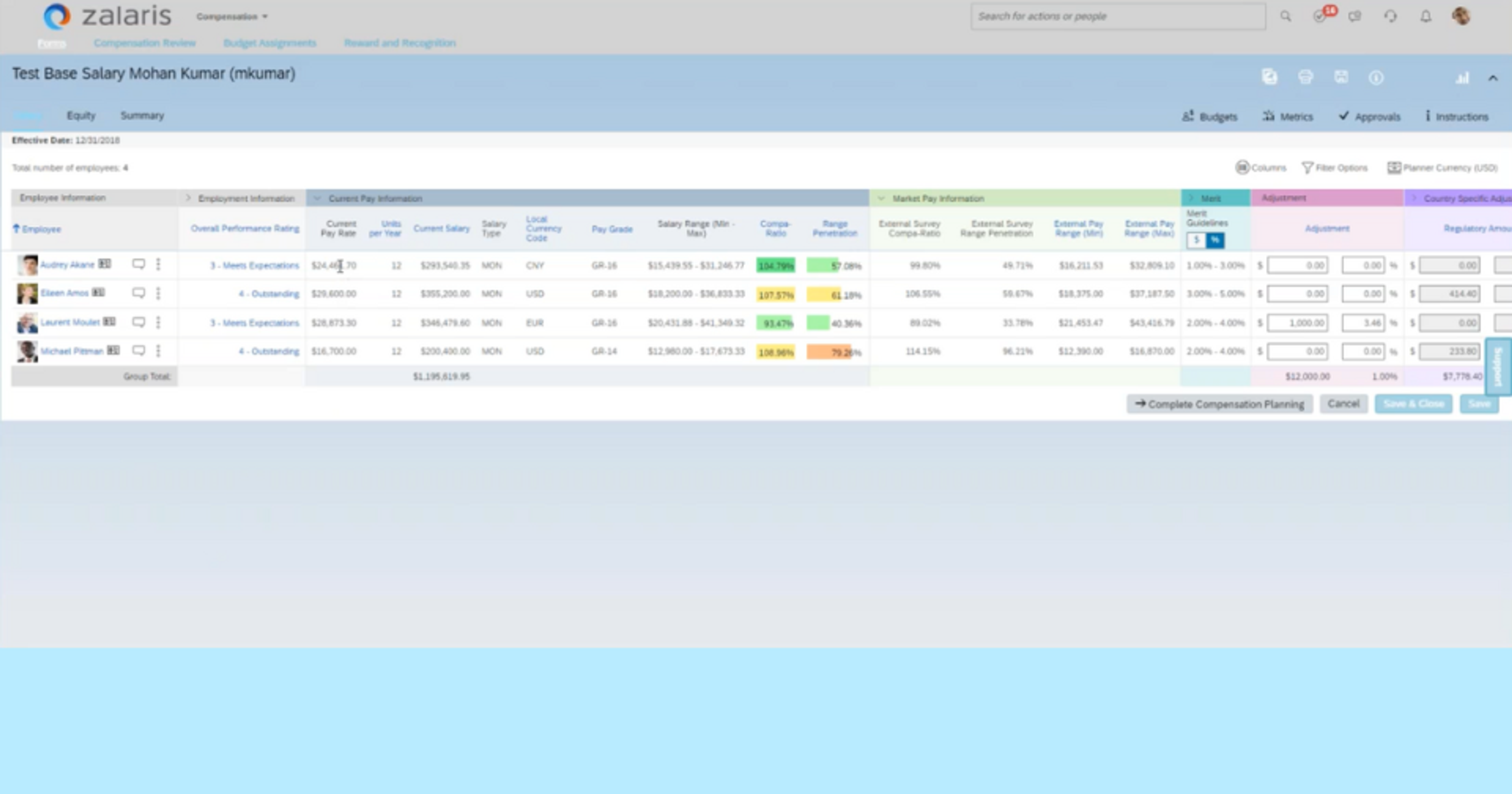 Compa-Ratio und Range-Penetration in SAP SuccessFactors Compensation