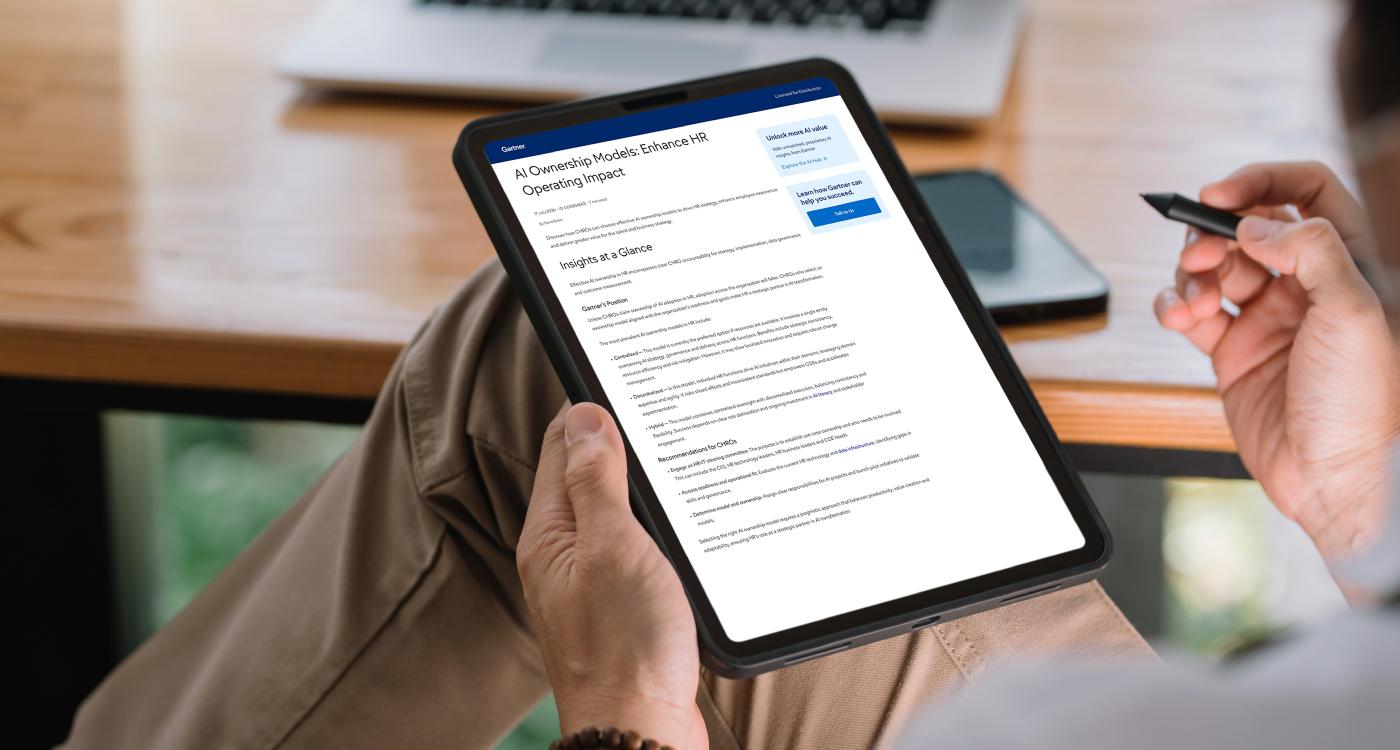 Read the Gartner® report - AI Ownership Models: Enhance HR Operating Impact