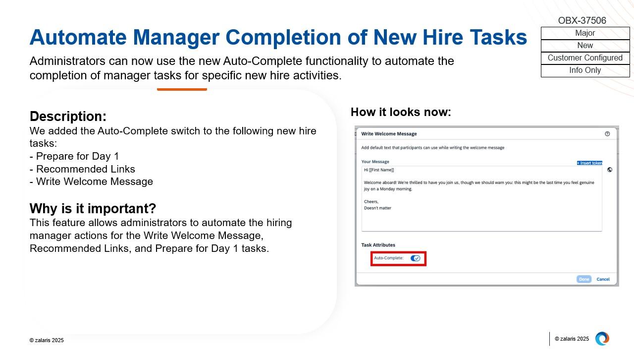 Automate Manager Completion of New Hire Tasks