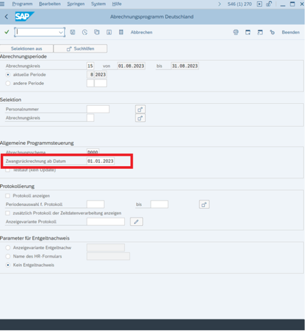 Option 3: Direkte Rückrechnungen in SAP HCM über die Abrechnung