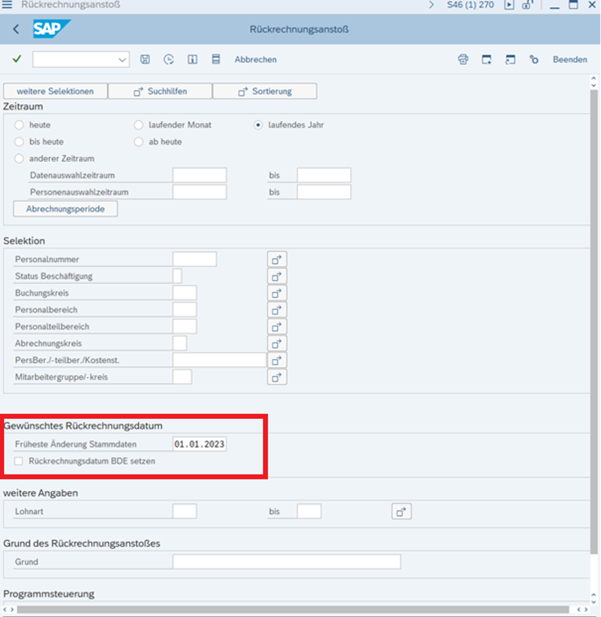 Option 2: Manuelle Rückrechnung von Mitarbeitergruppen