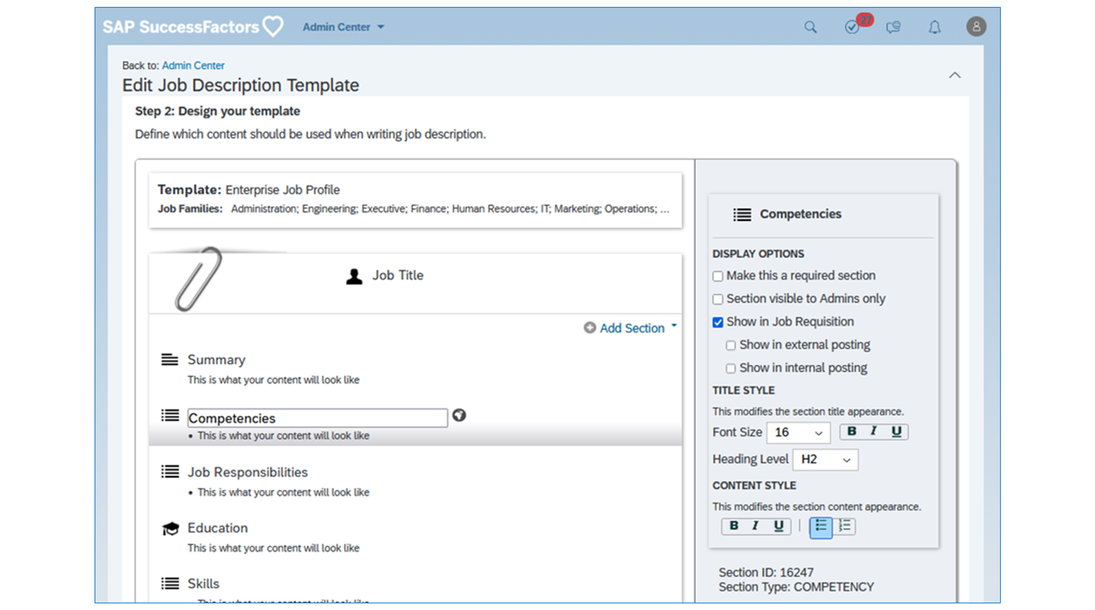 Job profile templates