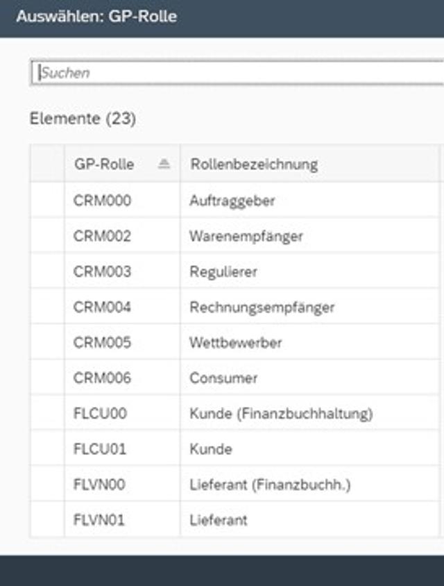 Auswählen: GP-Rolle