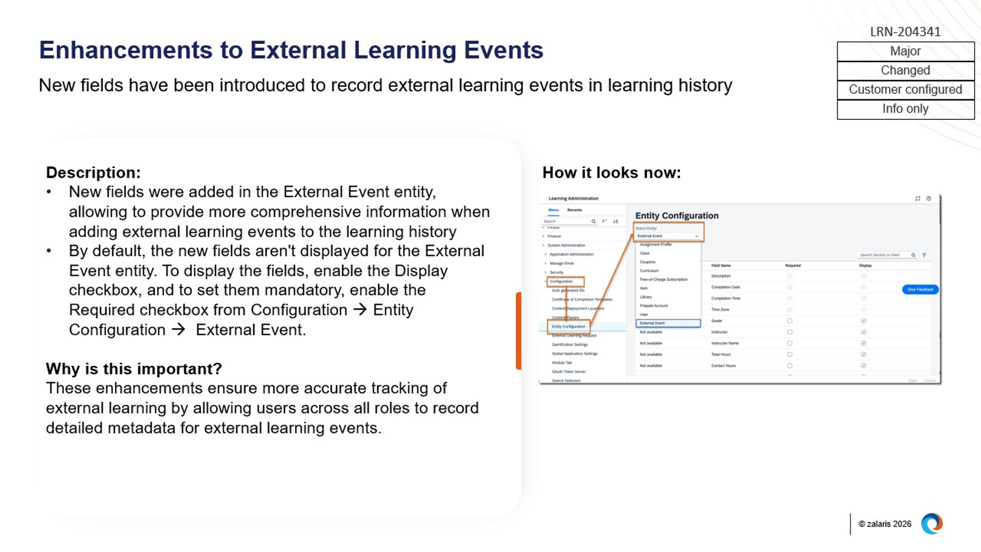 Enhancements to External Learning Events