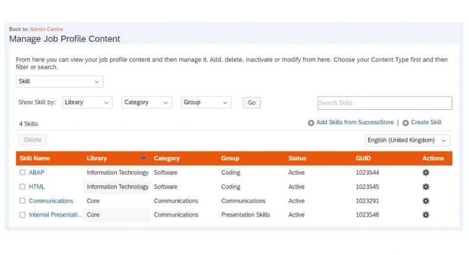 Inhalte des Stellenprofils in SuccessFactors verwalten