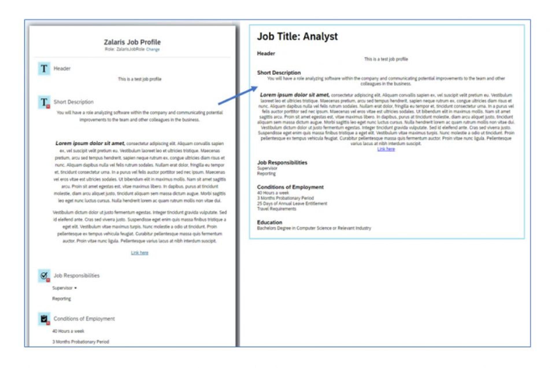 Ein beispielhaftes Jobprofil und wie die Jobbeschreibung im Recruiting dargestellt wird