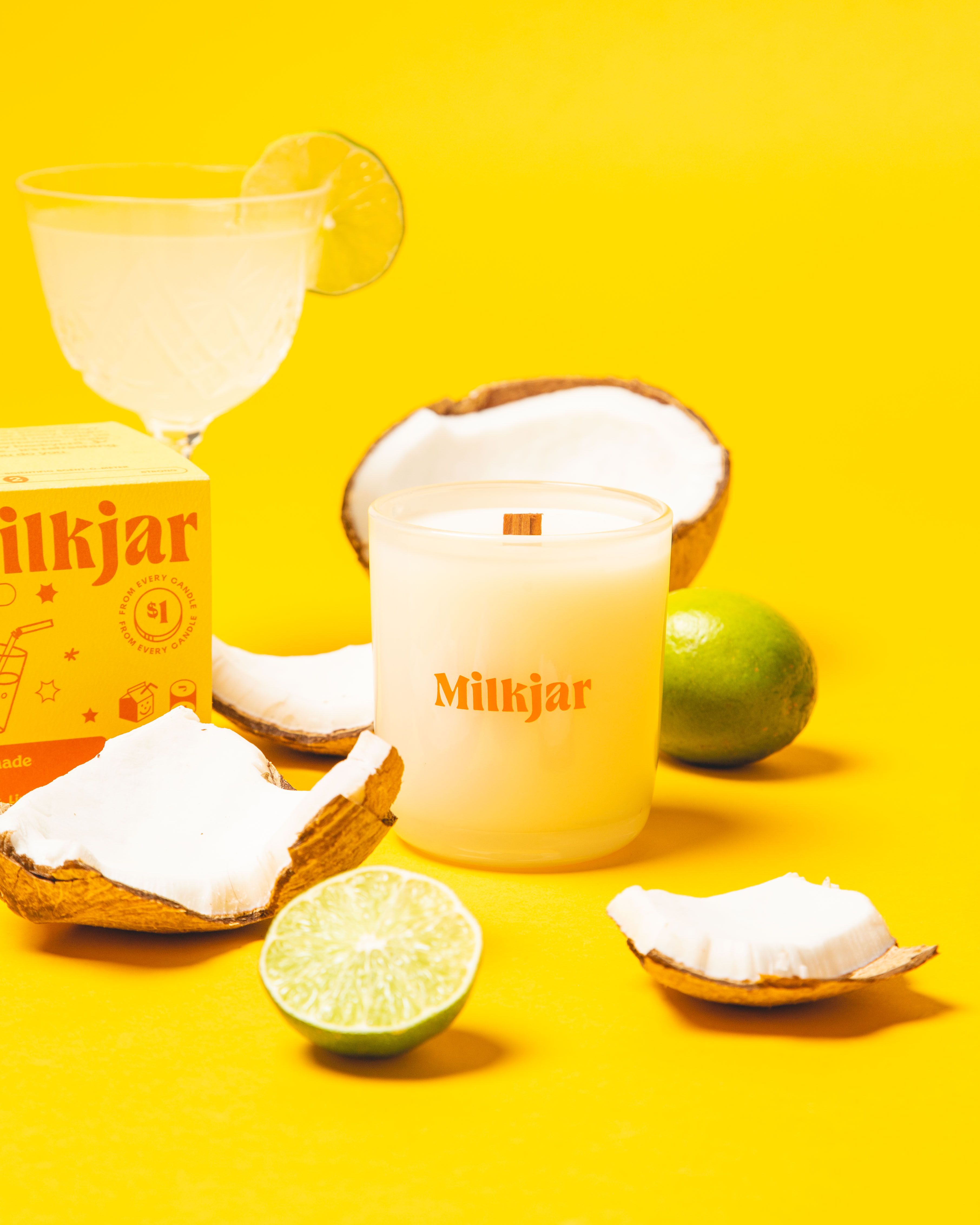 Lemonade 8oz Coconut Soy Wood Wick Candle - Coconut, Lime, Verbena