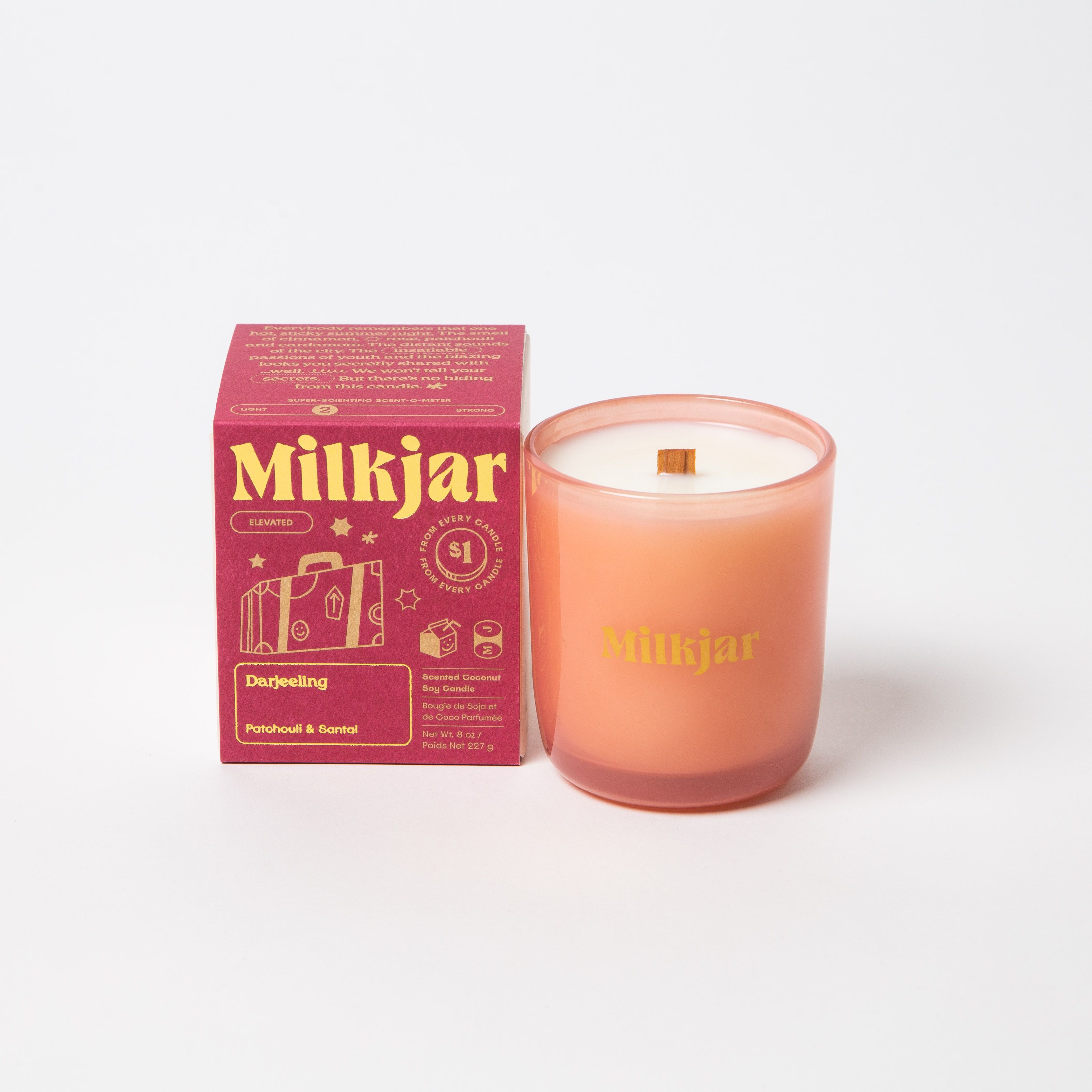 Darjeeling 8oz Coconut Soy Wood Wick Candle - Patchouli & Santal | Milk ...