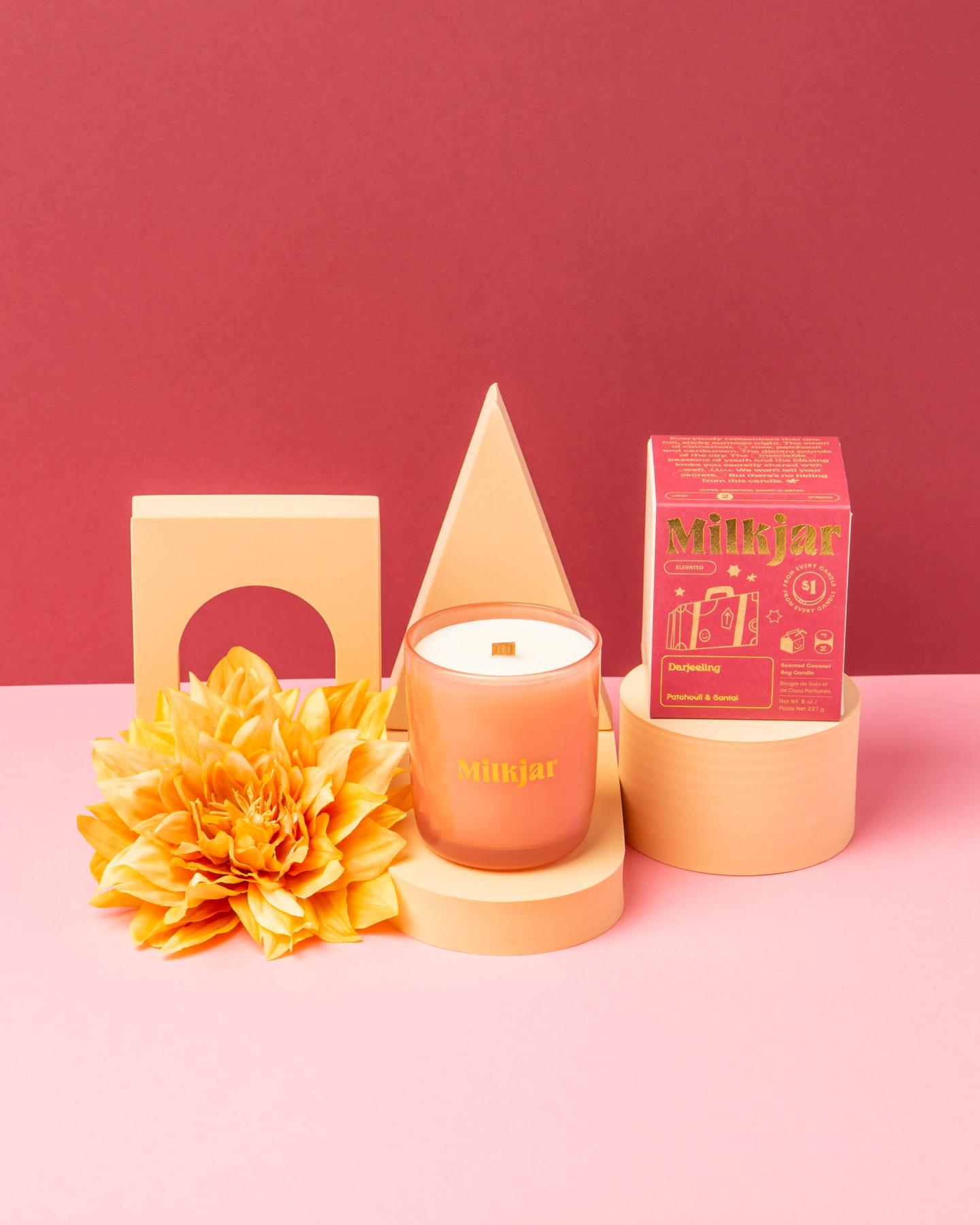 Darjeeling 8oz Coconut Soy Wood Wick Candle - Patchouli & Santal | Milk ...