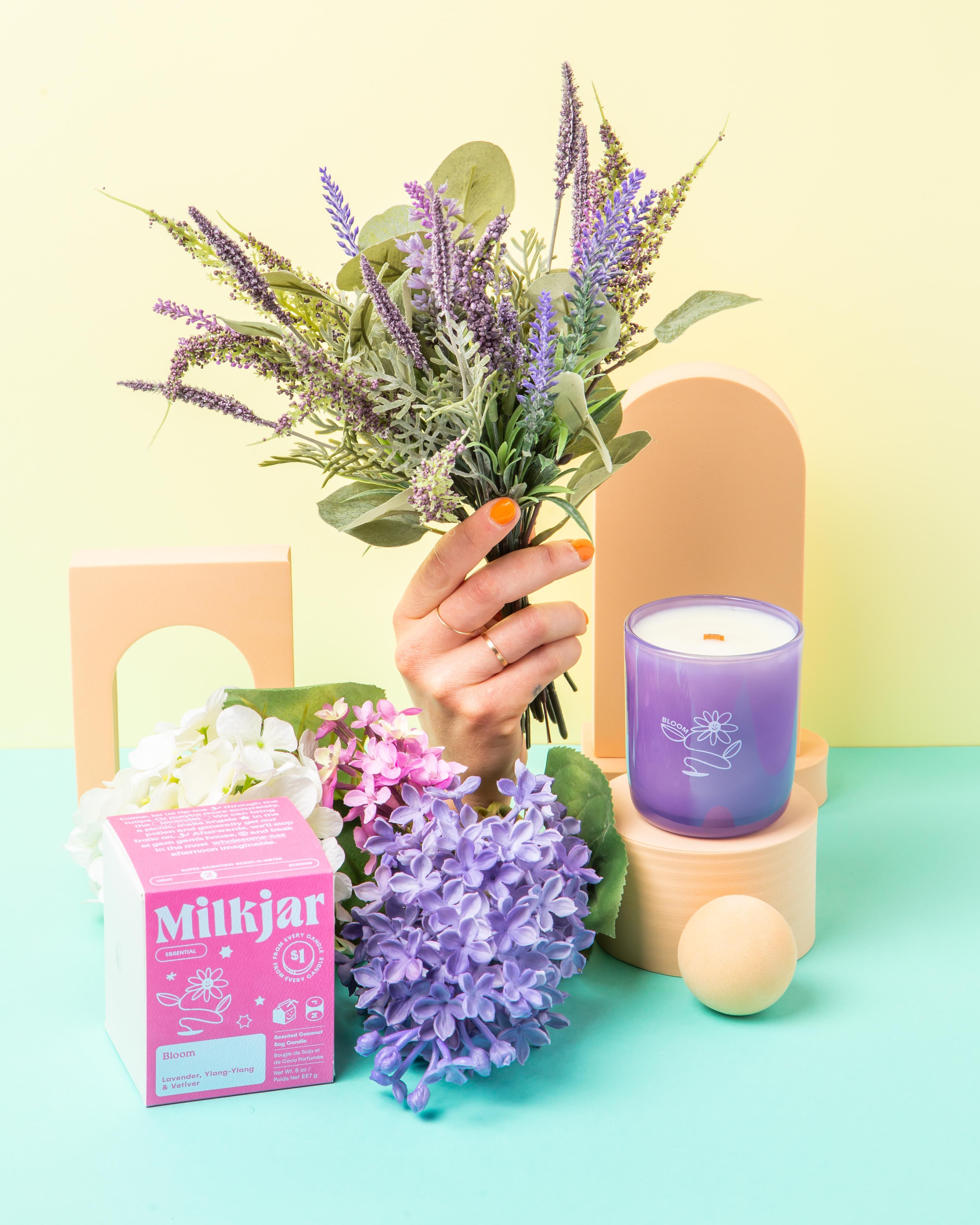 Bloom 8oz Coconut Soy Wood Wick Candle Lavender, YlangYlang