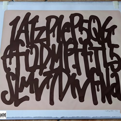 cryptograffiti - "Genesis Address" 3-line print (AR-enabled), #14/21 signed, maroon+rose