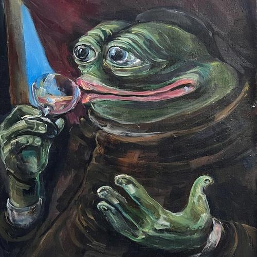 The Drinking Monk Pepe (Pepelangelo, Oil on Canvas)