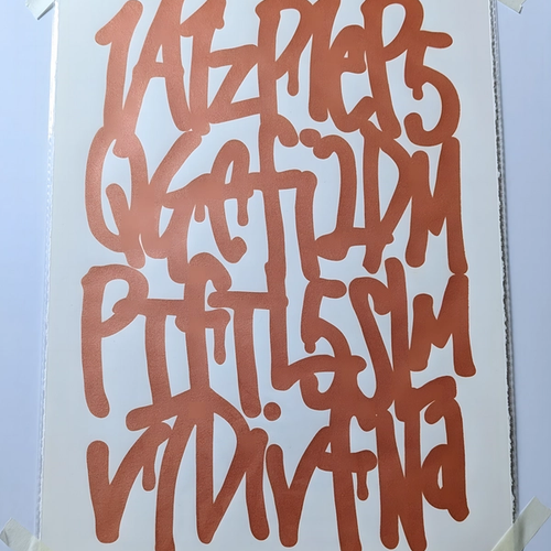 cryptograffiti - "Genesis Address" 4-line print (AR-enabled), #14/35 signed tangerine