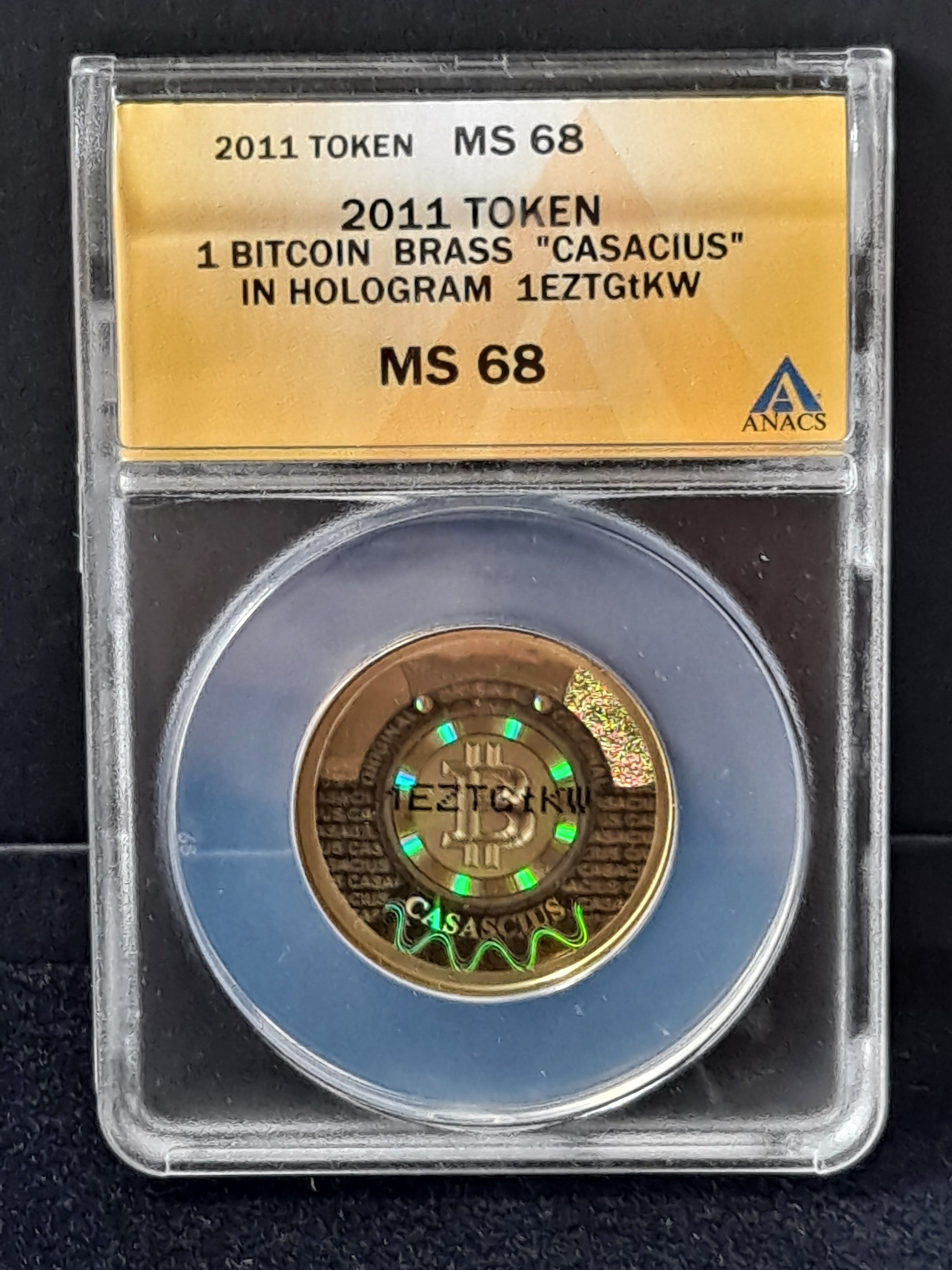 2011 Casascius 1 BTC series 1 Error, ANACS graded MS68