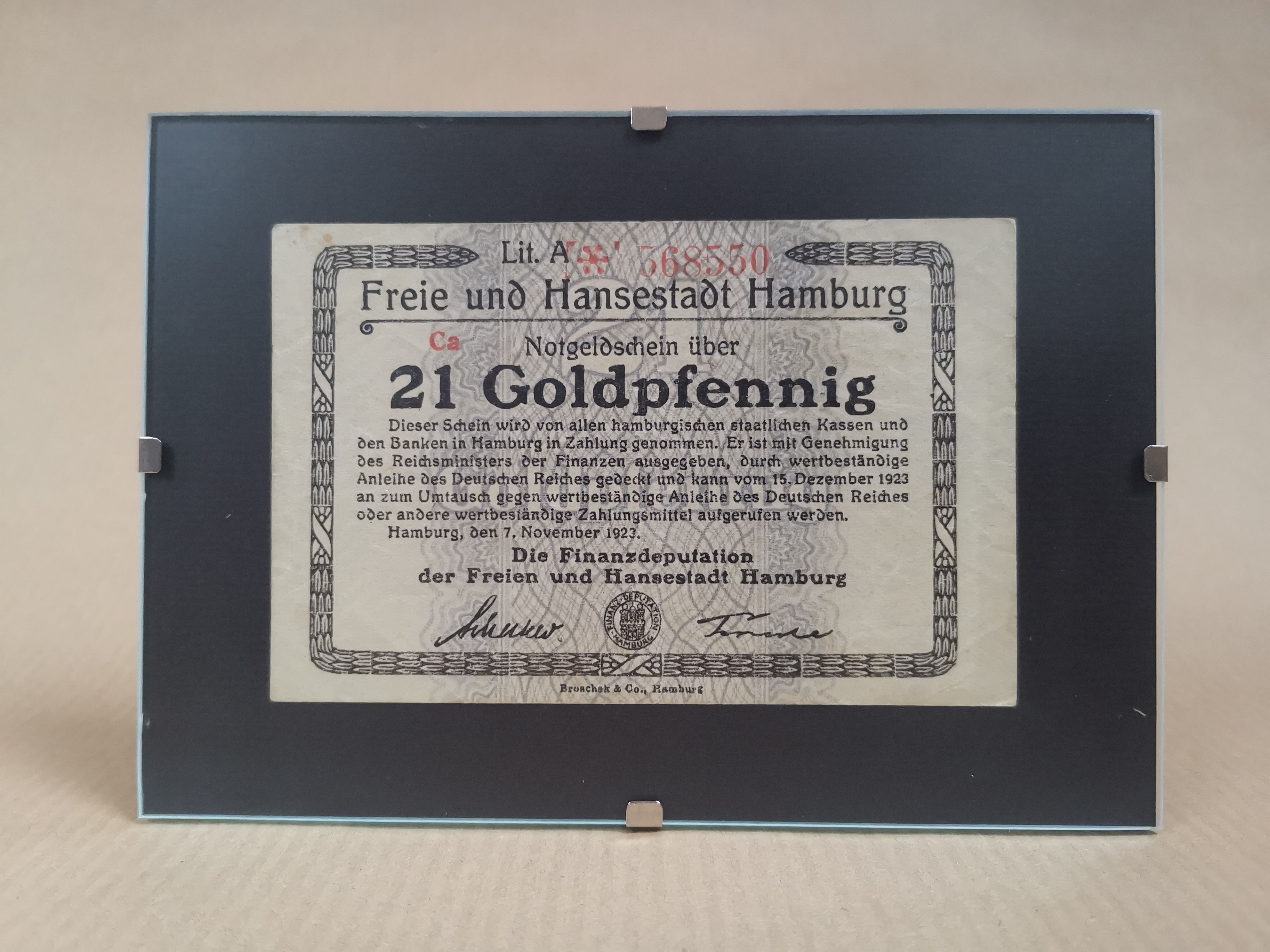 21 is enough – original gold-backed certificate from Weimar times
