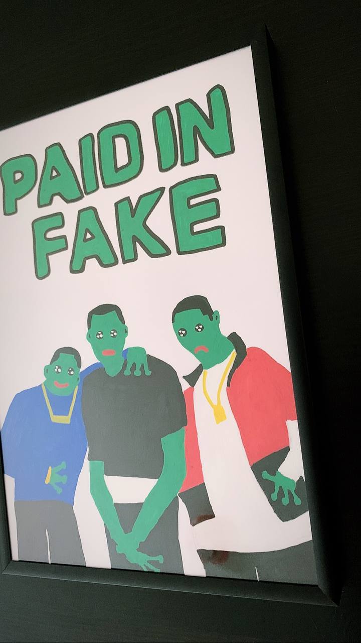 PAIDINFAKE Framed Painting and Token(s)