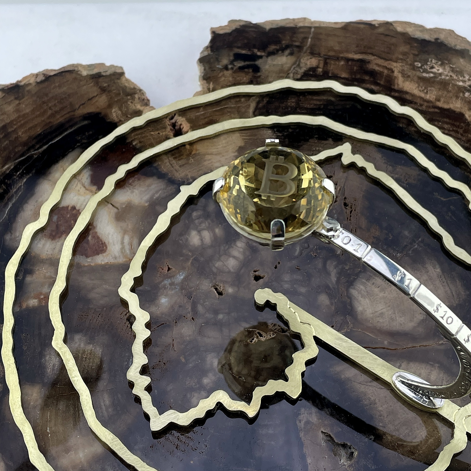 Bitcoin 3D Spiral, Gem Sculpture