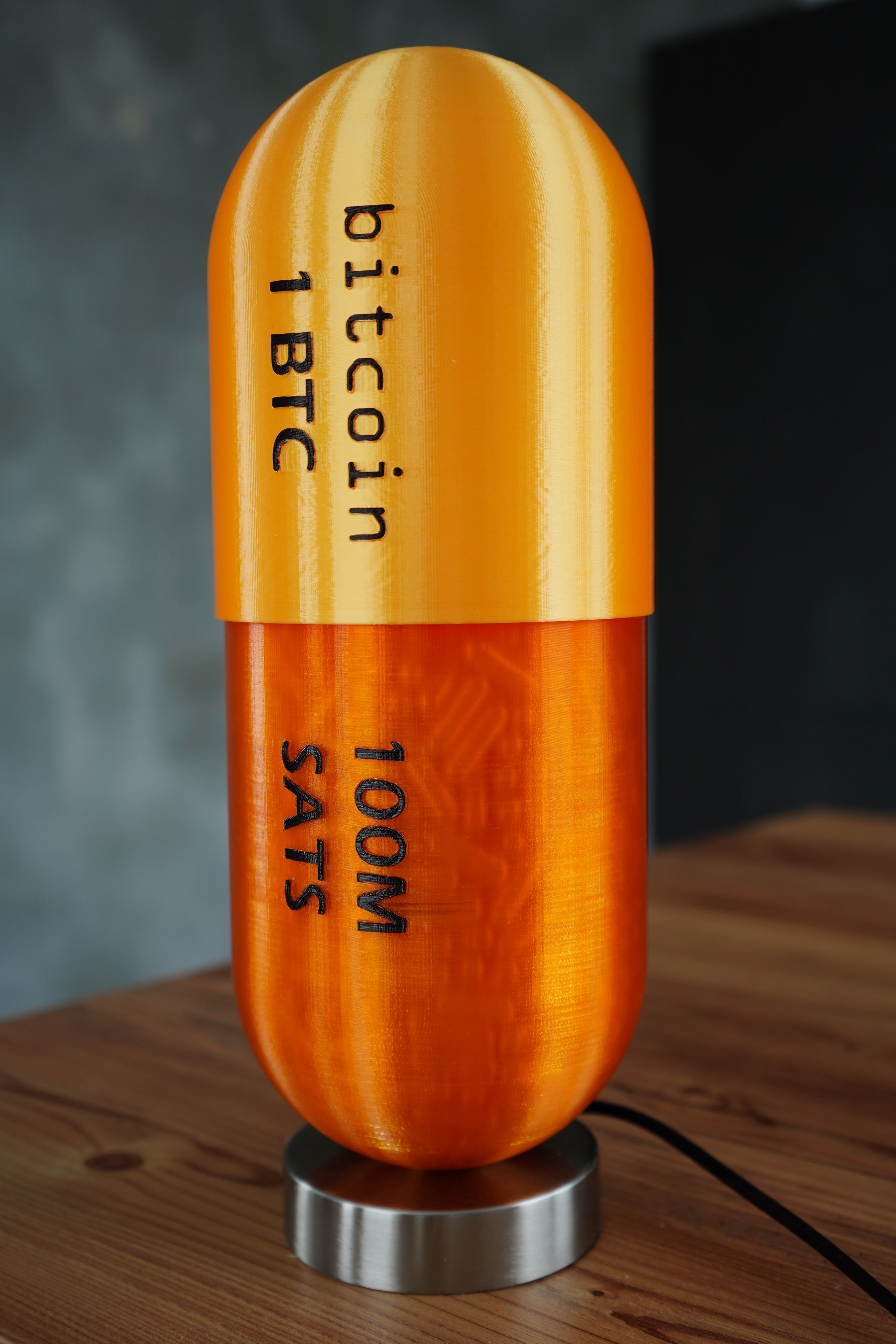 One Bitcoin Orange Pill Lamp