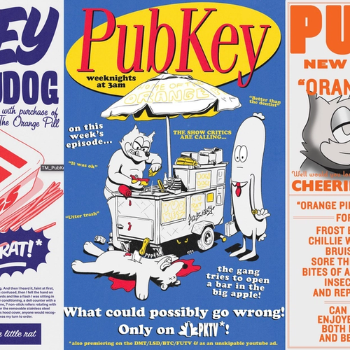 PUBKEY TRIPLE PRINT - The Dirty Dog, The Orange Pill, The Seinfeld