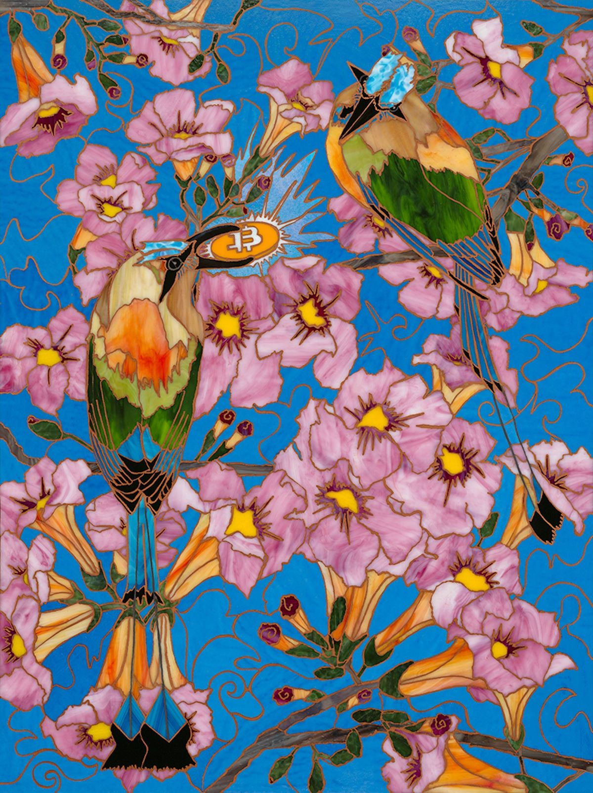 Archival Canvas Giclee Reproductions of Original Orange Coin Good El Salvador Glass Mosaic