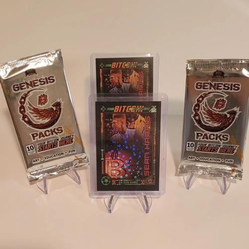 Bitcoin Athlete Sean Harris Holofoil, Common and two genesis packs