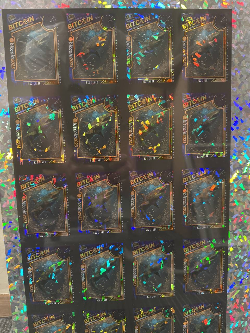 Uncut Foil sheet of Shark Cards 2/2