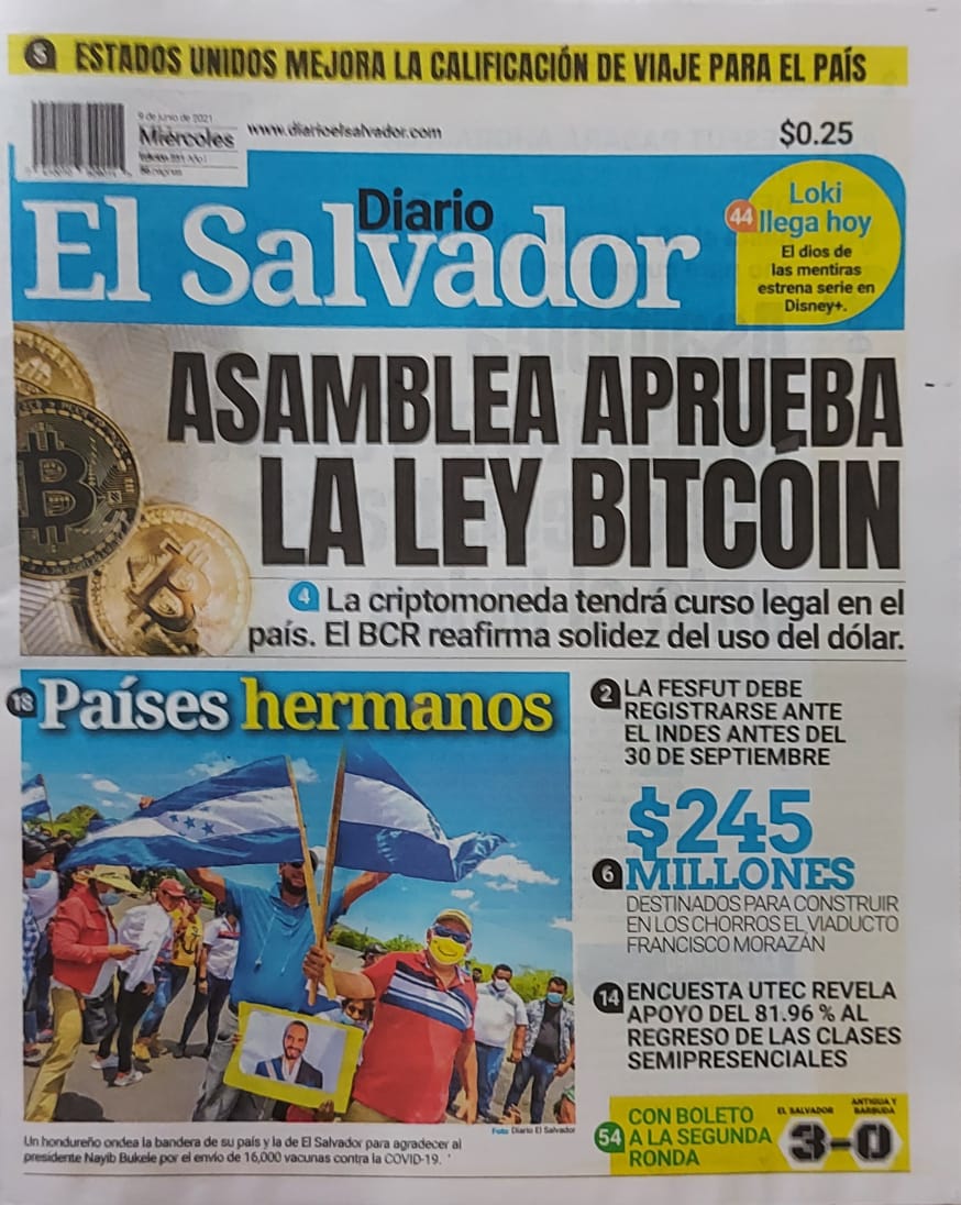 Diario El Salvador's La Ley Bitcoin Edition