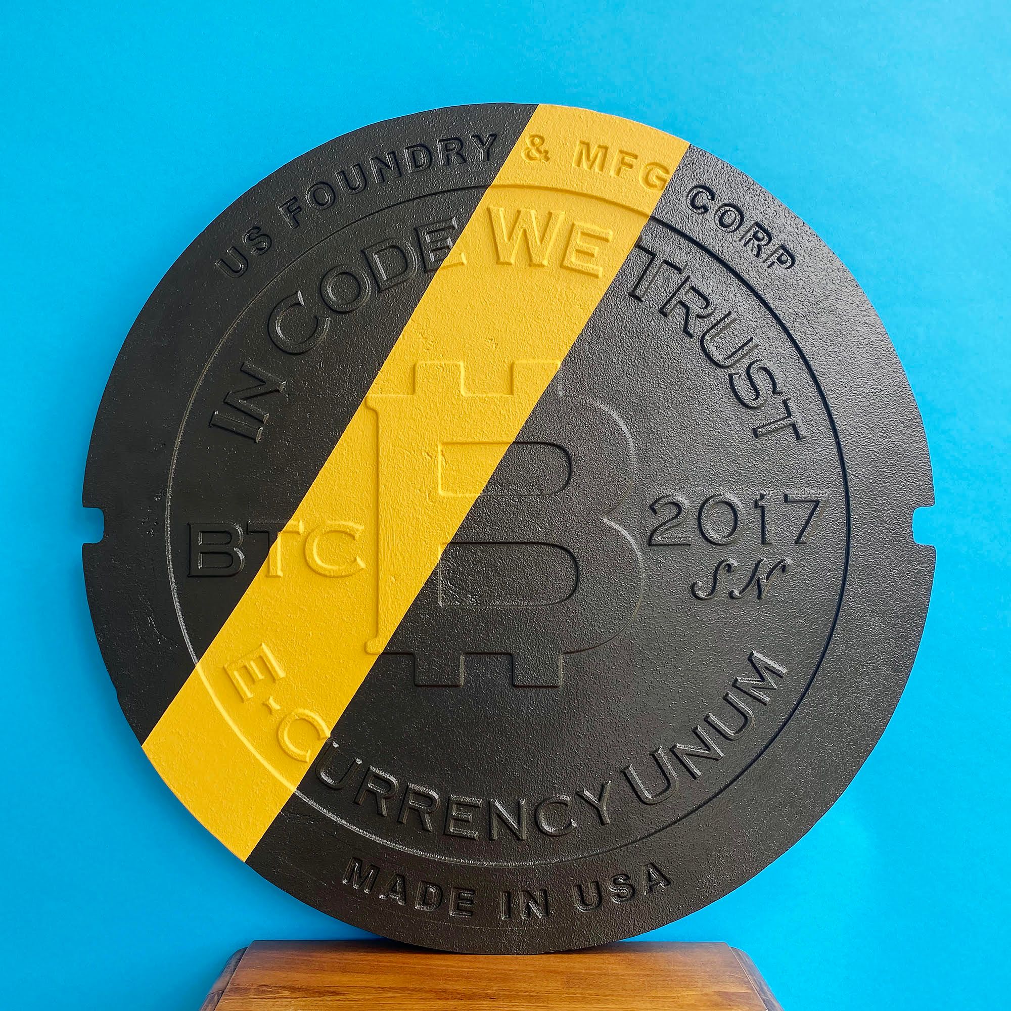 Bitcoin Penny™ Manhole Cover No.6 / TEN — Street Edition: Yellow Stripe (1/1)