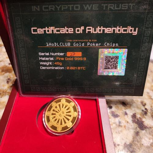1HODLClub 45g Gold coin cold storage