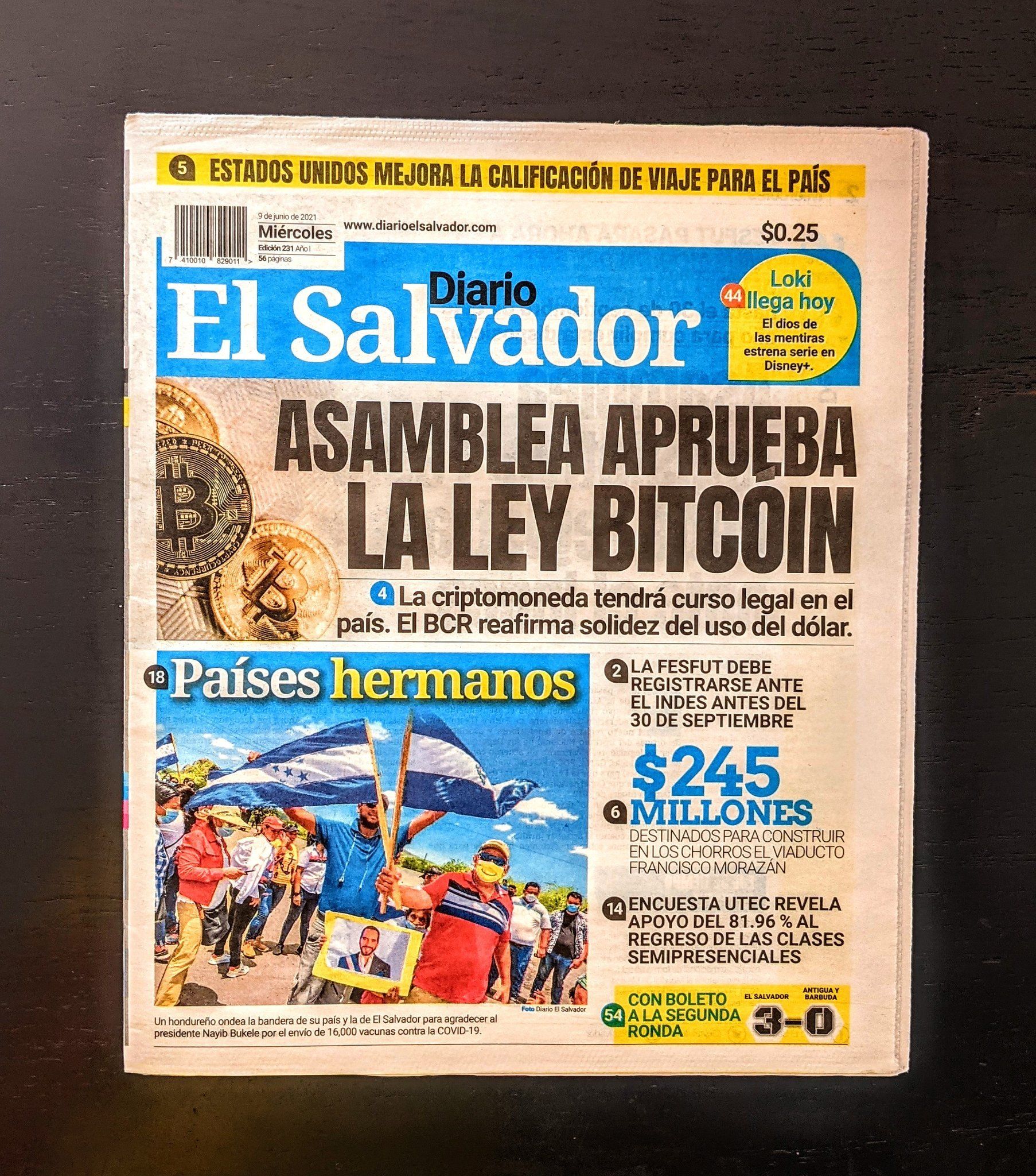 Diario El Salvador's La Ley Bitcoin Edition