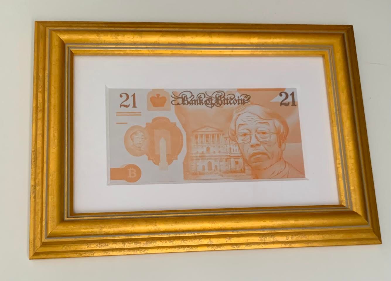 Bank of Bitcoin Banknote 1/1 Framed Print by Consensus Capsule