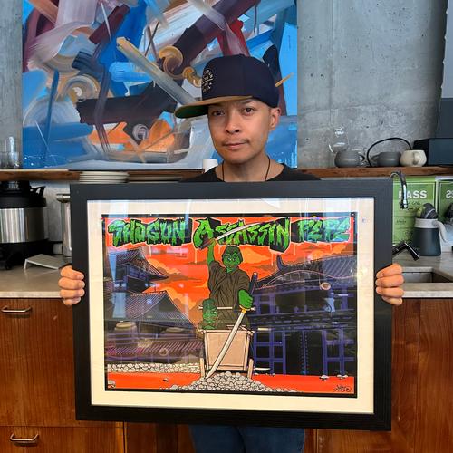 Shogun Assassin Pepe - Lone Frog and Tadpole (Physical Painting)