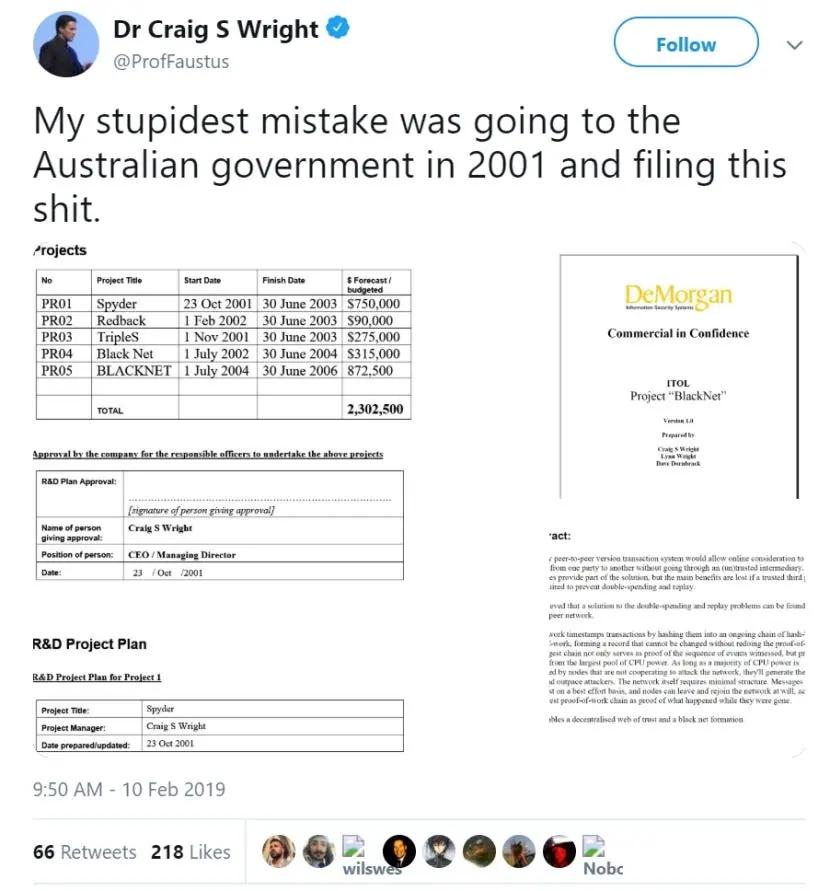 A piece of Bitcoin's golden history - Craig Wright's very own Twitter account can be yours!