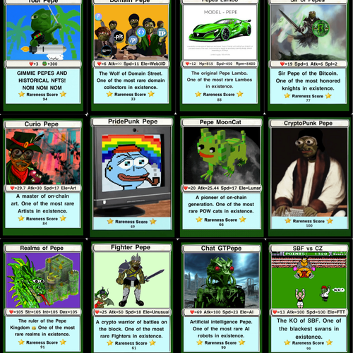 Full Set of the HNFT Pepe Collection (plus 2 bonus cards)