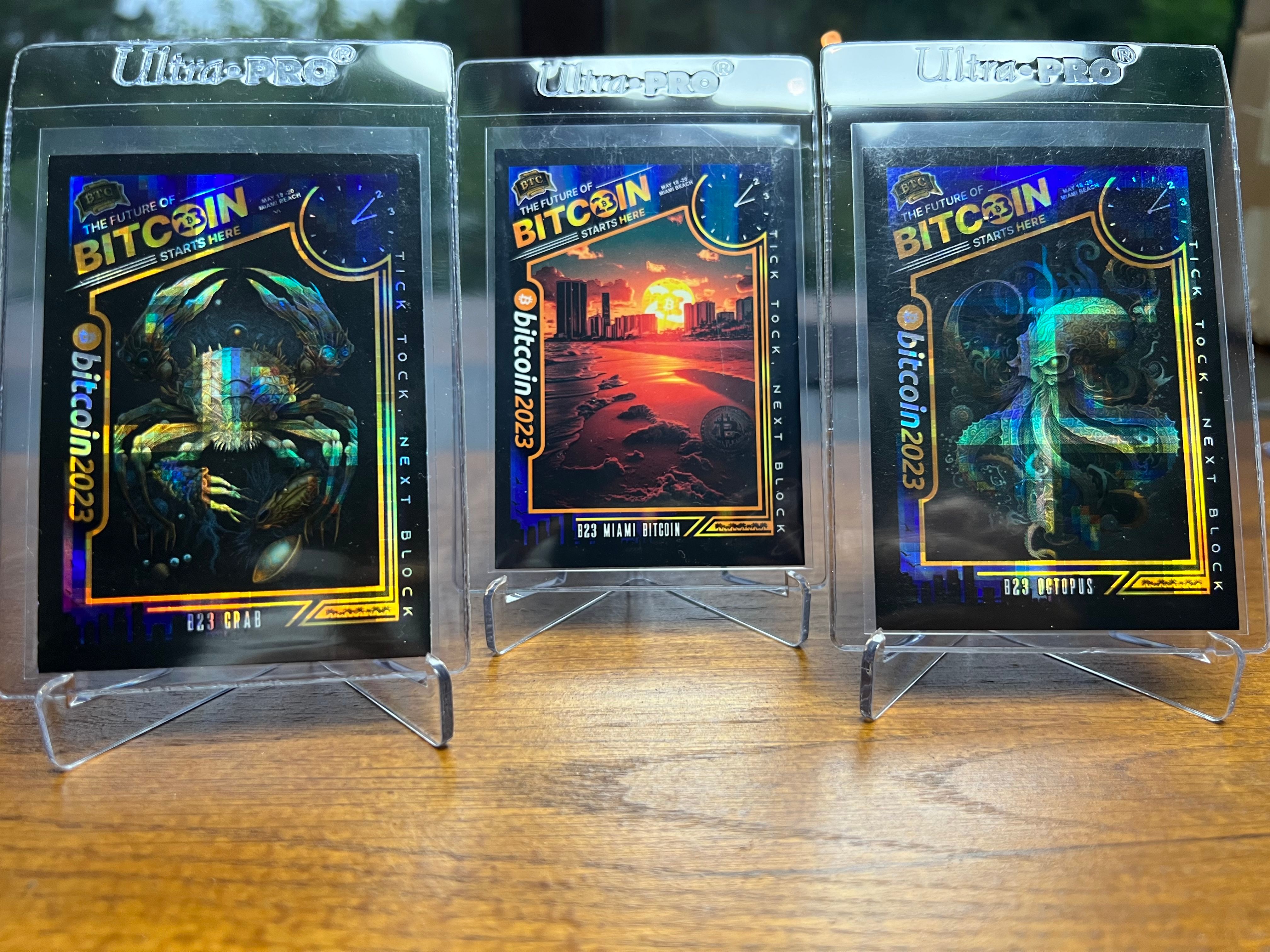 B23 Commemorative Lot: B23C6 Crab #301/500, B23C5 Octopus #329/500, B23C3 Miami Bitcoin #0983/1000
